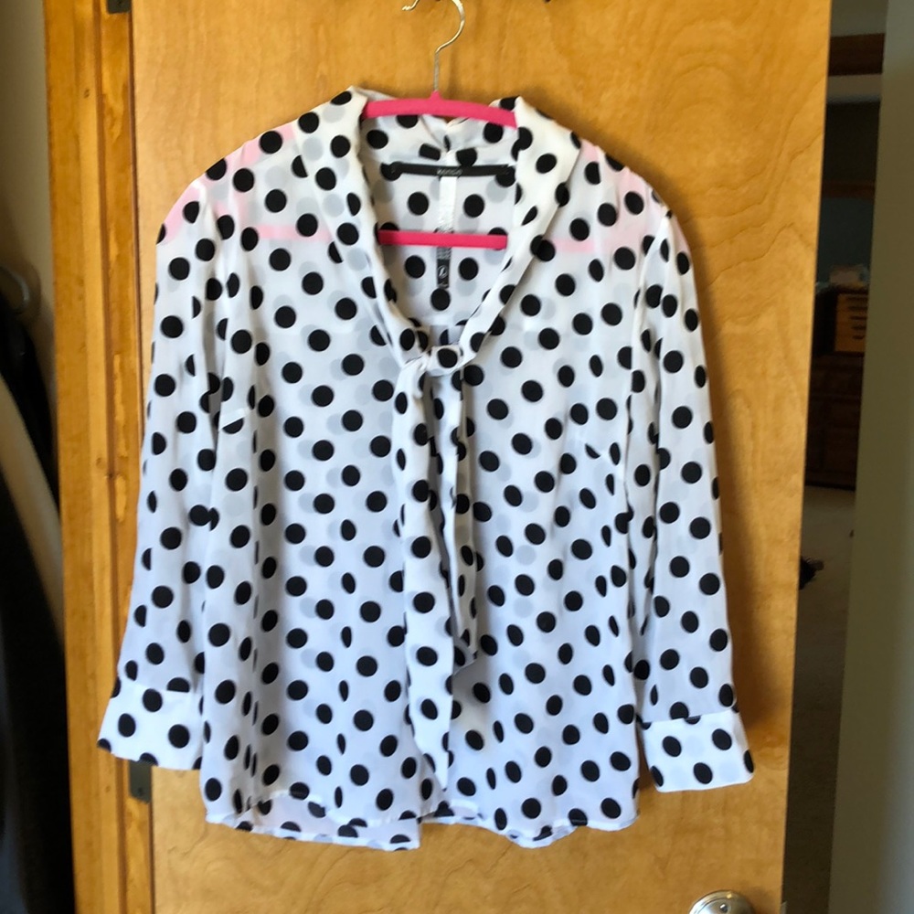 3/$30 Sheer with velvet polka dots dress top.